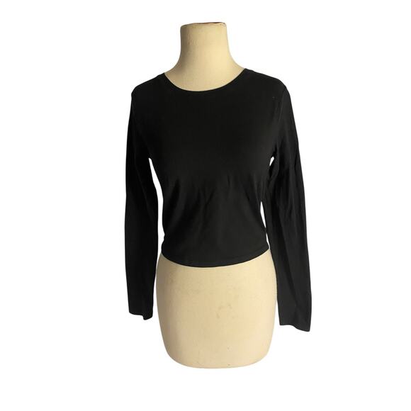Minimalist Y2K Streetwear Black Long Sleeve Crop Top H&M Basic Women’s Medium - Picture 2 of 5